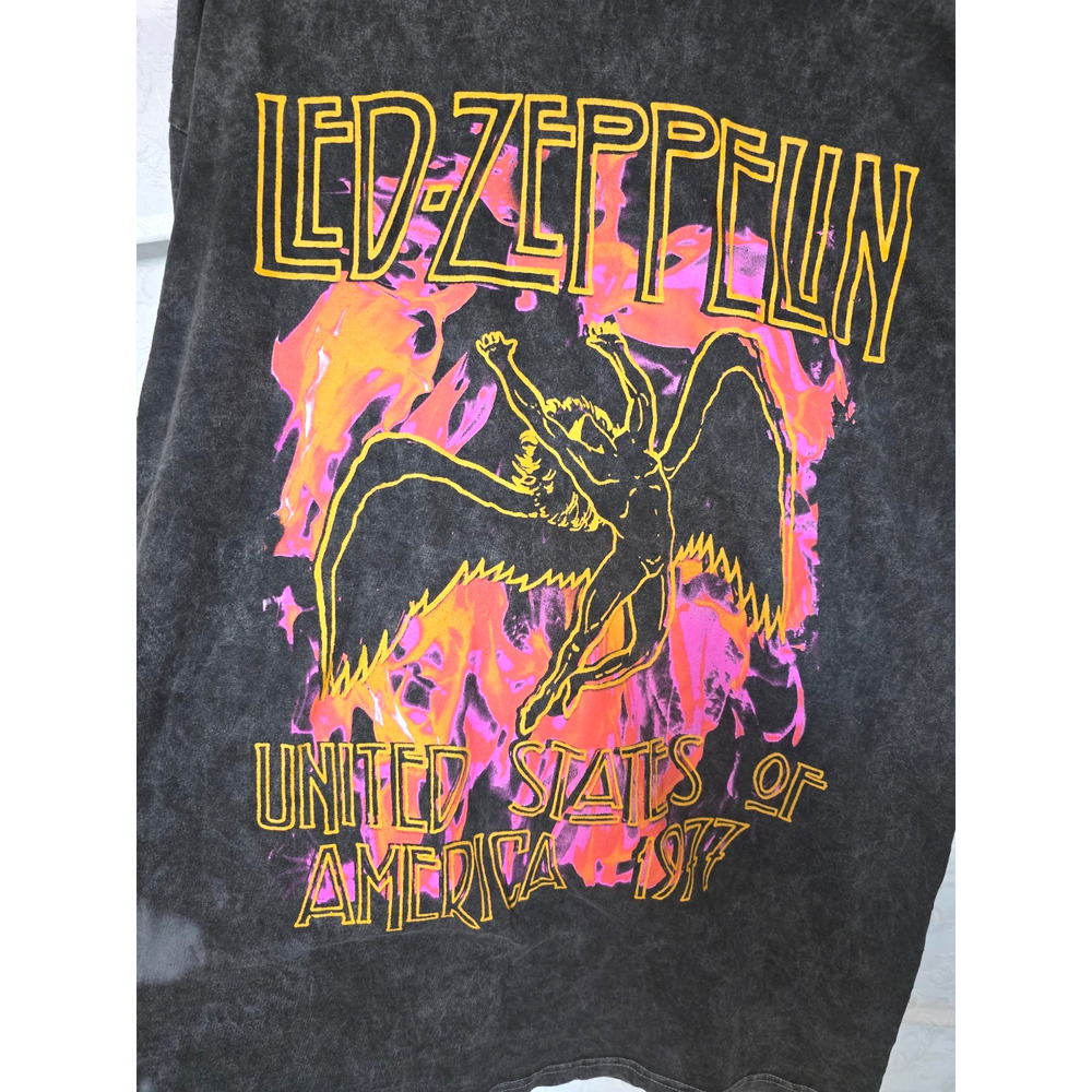 Led Zeppelin Shirt Mens 2XL Black Mineral Wash 1977 USA Icarus Band Tee NWOT NEW - Picture 2 of 4